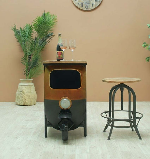 Quirky Tuk-Tuk Bar Table in Iron with Compact Storage