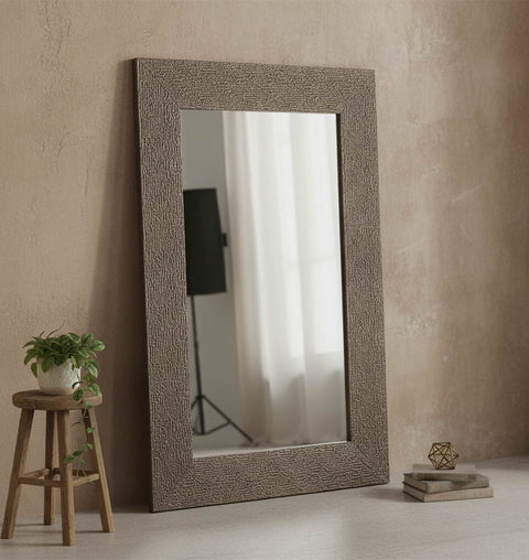 Contemporary Rectangular Wooden Brass Fitted Mirror Frame