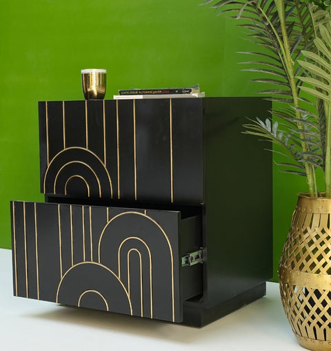 Golden Arch Deco Nightstand