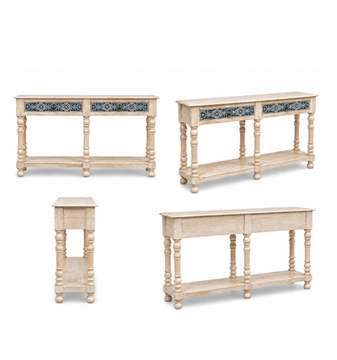 Natural Wooden Hand Carved Wooden Console Table