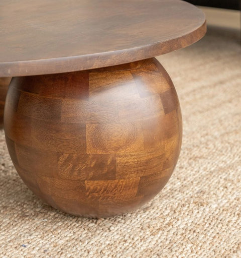 Wooden Round Coffee Table for Living Room
