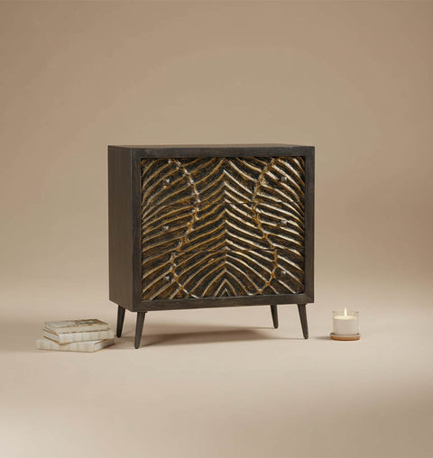 Mid-Century Modern Wooden Hand Carved Chest of 3 Drawers