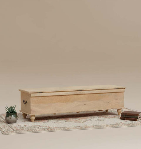 Classic Solid Wood Carved Geometric Pattern Storage Trunk Box