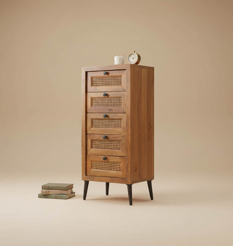 Simply Home Cane Chest of Drawers with 5 Drawers