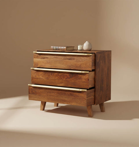 Mid-Century Modern Wooden 3-Drawer Chest of Drawers
