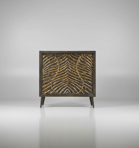 Mid-Century Modern Wooden Hand Carved Chest of 3 Drawers