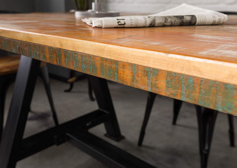 Trapezoid Leg Wood Top Table