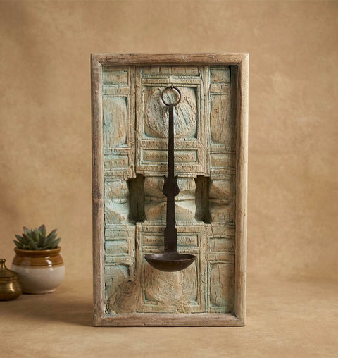 Hand Carved Wooden Wall Candle Holder