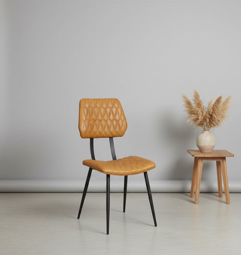 Elegant Iron Chair with Quilted Leather Upholstery