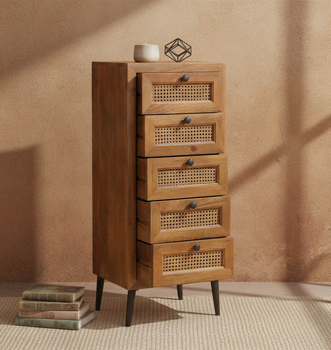 Simply Home Cane Chest of Drawers with 5 Drawers