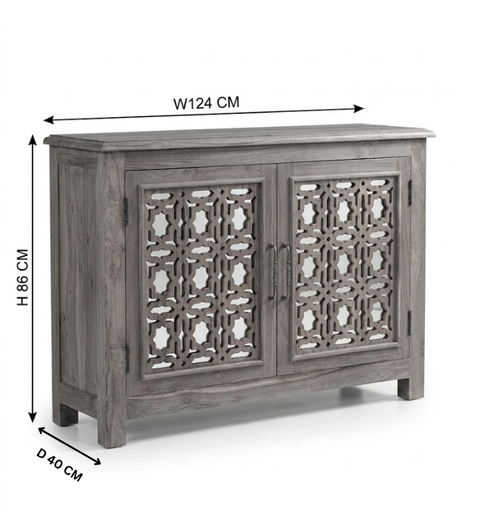 Wooden Hand Carved Cabinet with 2 door