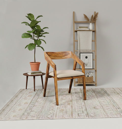 Handcrafted Wooden Chair with Upholstered Cushion