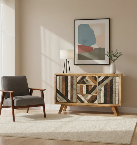 Handcrafted Reclaimed Wood Buffet Cabinet 2 Door & 3 Drawer - Simply Home