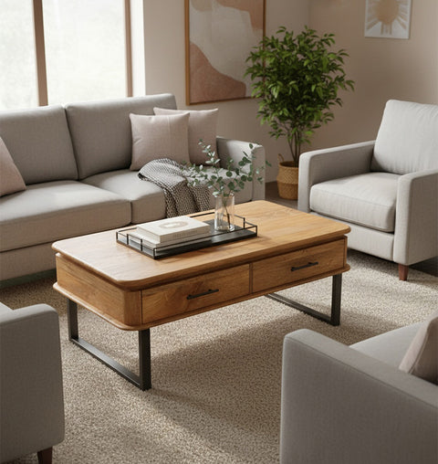 2 Drawer Solid Wood Rectangular Coffee Table - Simply Home