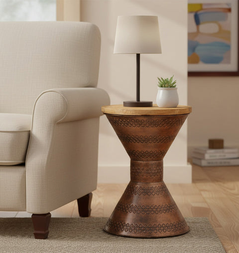 Boho Tribal Drum Side Table