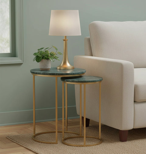 Marble Top Round Nesting Table Set of 3 With Iron Legs - Simply Home