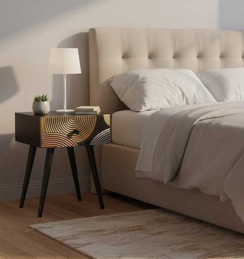 Aurora Groove Hand-Carved Accent Table