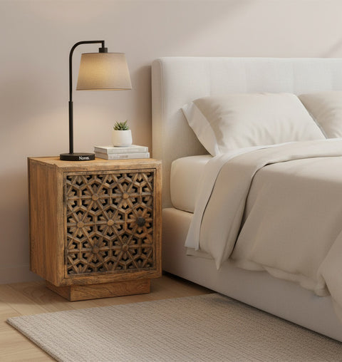 Haveli Charm Carved Bedside