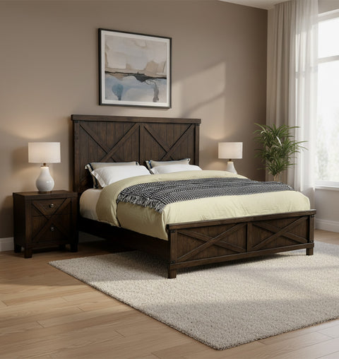 Grand X-Panel Barn Style Wooden King Size Bed