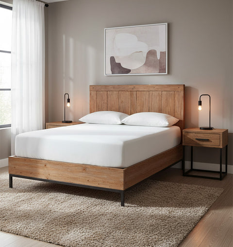 Handcrafted Iron & Solid Wood Bed