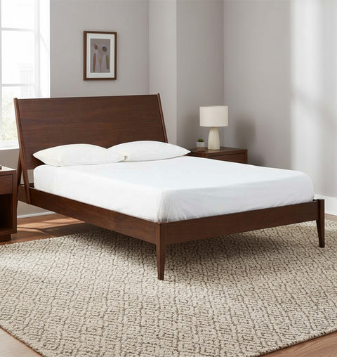 Crossed Horizon Wooden King Size Bed - Vintage Inspired Look