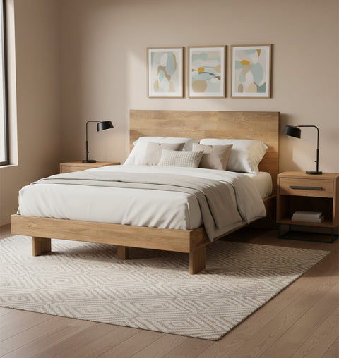 Handcrafted Aurora Wooden King Bed – Sturdy & Stylish