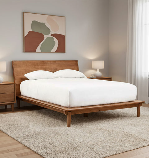 Nordic Haven Solid Wood King Size Natural Bed