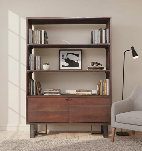 Premium Wood Iron Bookshelf Vintage-Inspired Design - Simply Home