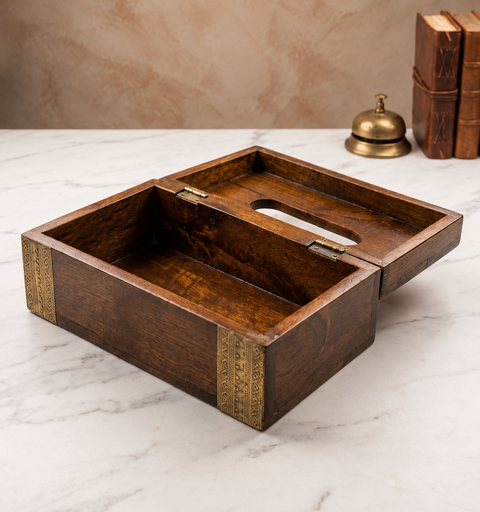 Kesar Handcrafted Wooden Tissue Box