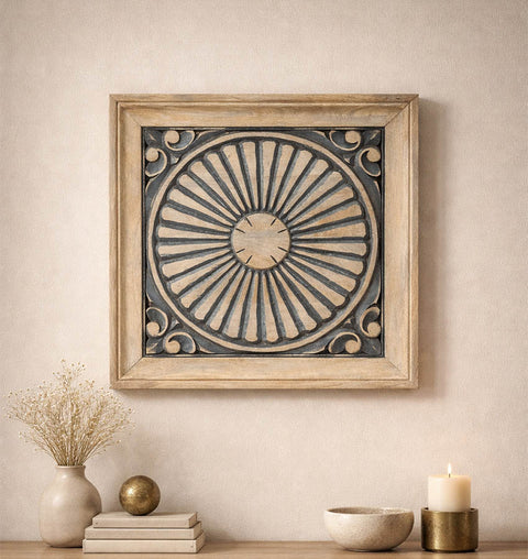 Handcrafted Wooden Carved Wall Panel – Small Decorative Art