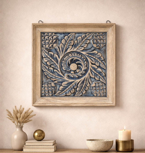 Handcrafted Wooden Carved Wall Panel – Small Decorative Art
