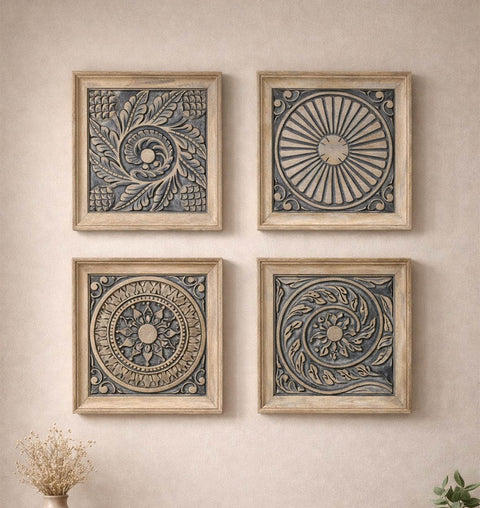 Handcrafted Wooden Carved Wall Panel – Small Decorative Art