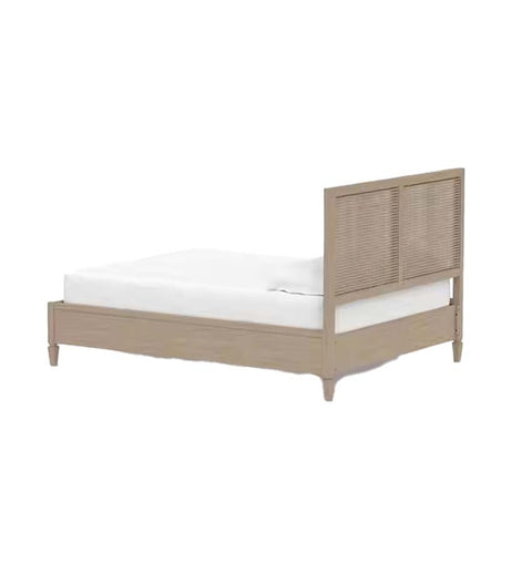Cairo Solid Wood King Size Bed with Woven Cane Design