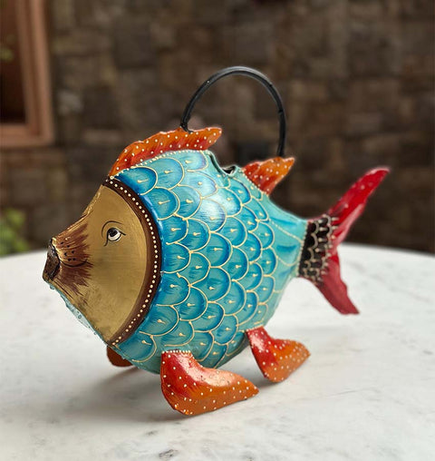 Handcrafted Iron Fish Watering Sprinkler for Garden & Home