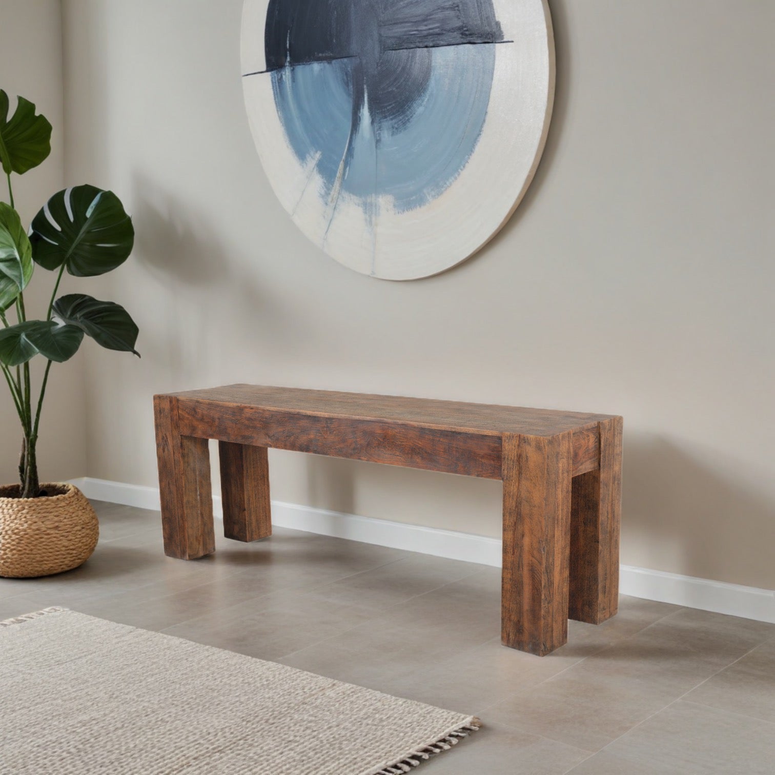 Rustic Solid Wood Console Table with Square Post Legs– Simply Home