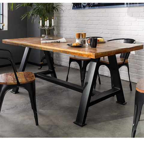Trapezoid Leg Wood Top Table