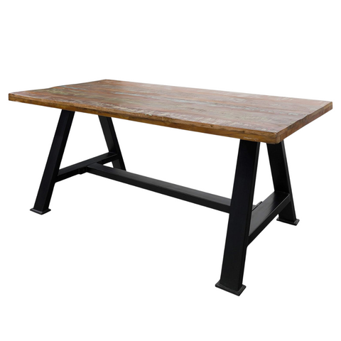 Trapezoid Leg Wood Top Table