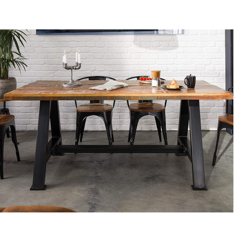 Trapezoid Leg Wood Top Table
