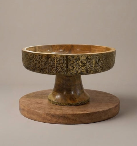 Swarna Brass Fitted Wooden Tray