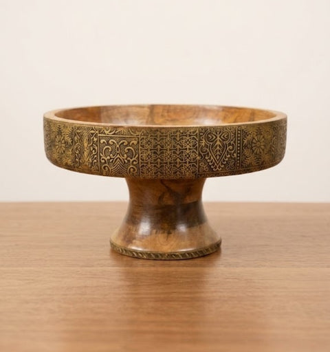 Swarna Brass Fitted Wooden Tray