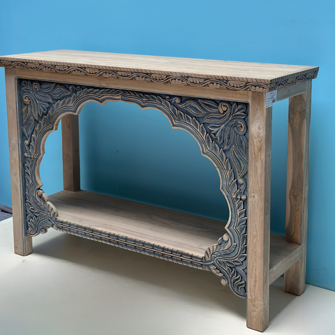 Arch Hand-Carved Teak Wood Console Table