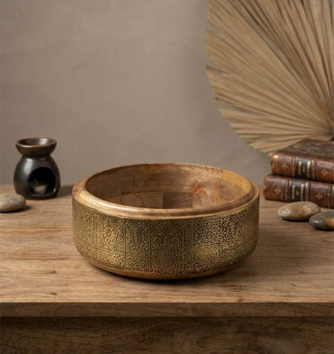 Zariya Brass Fitted Wooden Tray