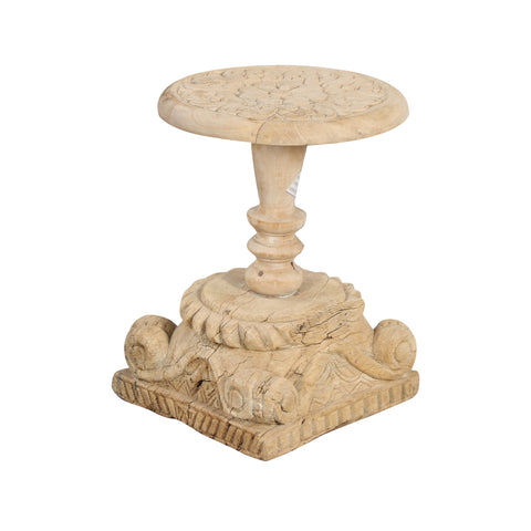 Wooden Carved Side Table – Handcrafted with Intricate Detailing