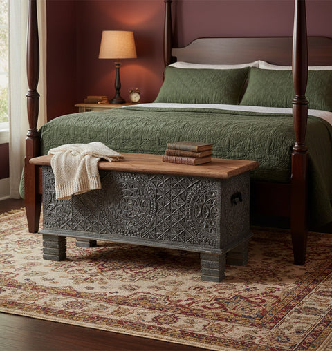 Mosaic Mandala Carved Chest