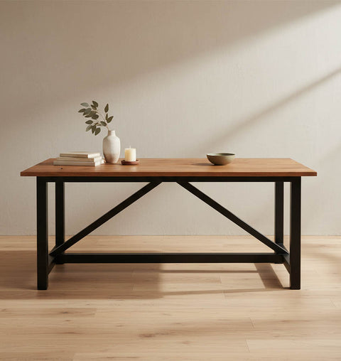 Heavy-Duty Wooden Rectangle Table with Metal Legs