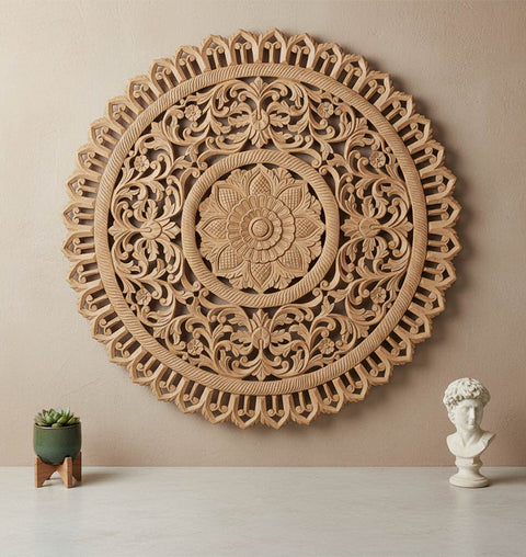 Floral Wooden Carved Wall Panel