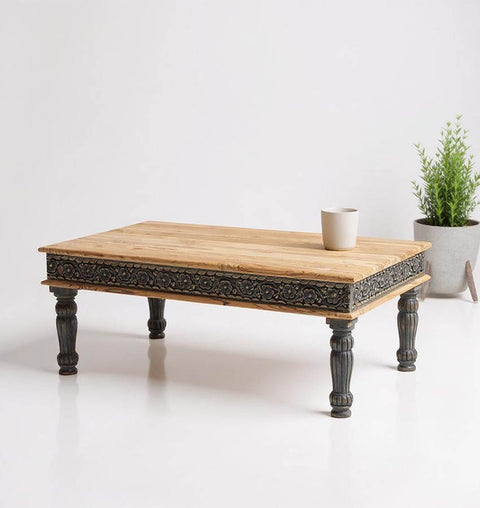 Square Hand-Carved Teak Wood Coffee Table - Simply Home