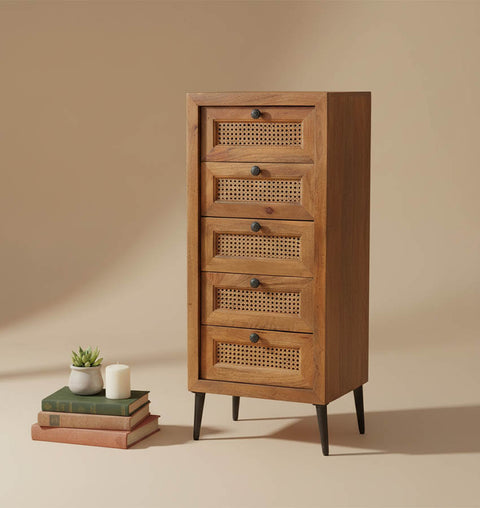 Simply Home Cane Chest of Drawers with 5 Drawers