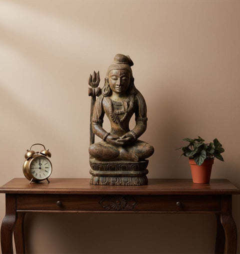 Hand-Carved Shiva Sculpture