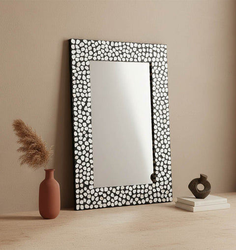 Modern Pebble Pattern Mother of Pearl Mirror Frame